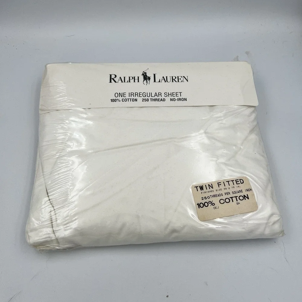 NEW! Vintage Ralph Lauren Irregular Twin Fitted Sheet White 200 Thread Count